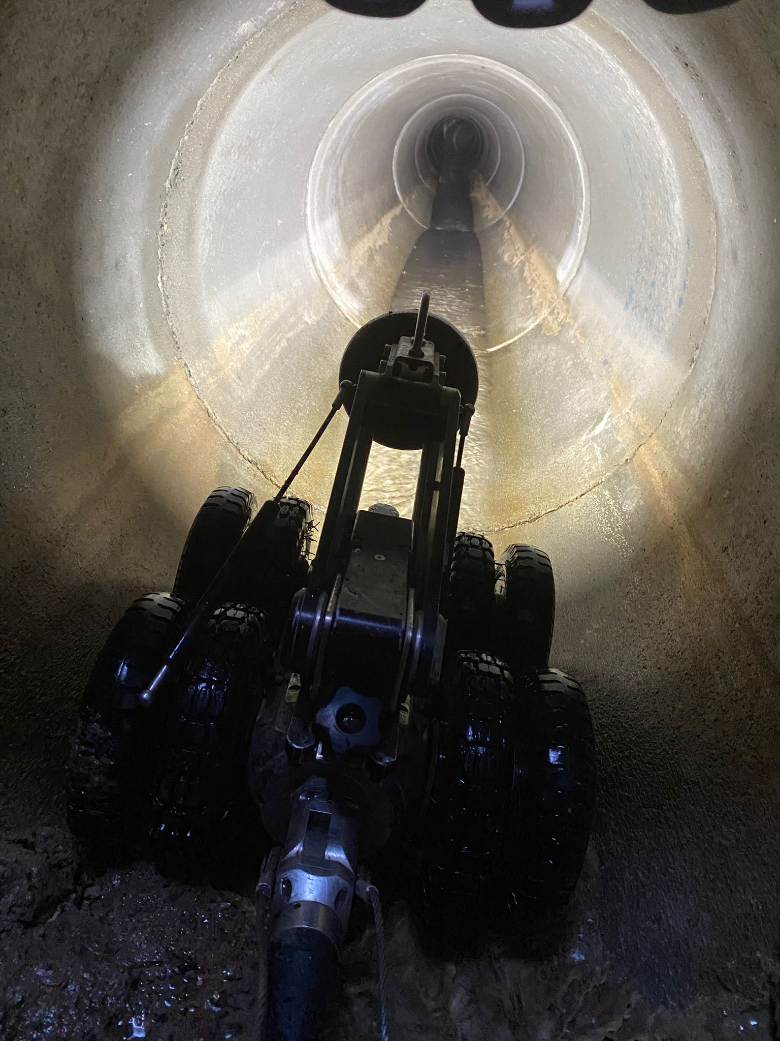CCTV crawler inspecting a drainage pipe